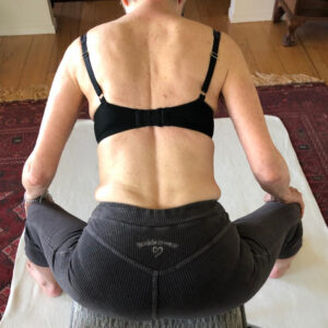 Jean demonstrates Yoga: Wide-Angle Seated Forward Bend, Upavistha Konasana